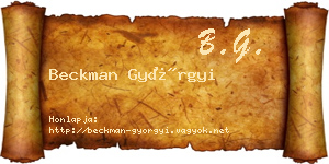 Beckman Györgyi névjegykártya